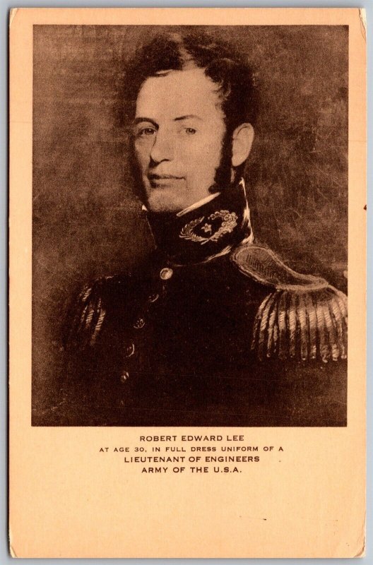 Vtg Robert Edward Lee At Age 30 Lieutenant Of Engineers Army Of USA Postcard