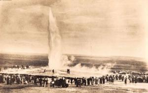 Geyser Eruption People Watching Scenic View Real Photo Antique Postcard J67823