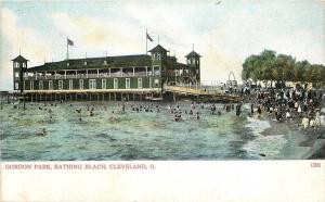 Cleveland Ohio~Gordon Park Bathing Beach~Pavilion~1906 Postcard