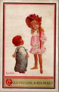 Valentines Bernhardt Wall Children Could You Love a Red Head 1913 Postcard V2