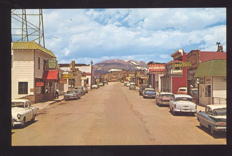 FAIRPLAY COLORADO DOWNTOWN FRONT STREET SCENE 1960's CARS OLD POSTCARD