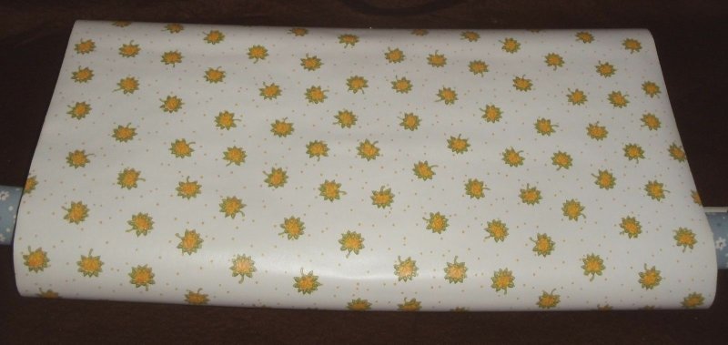 Vintage By the Yard Wall Paper Covering Yellow Orange Green Flowers Print