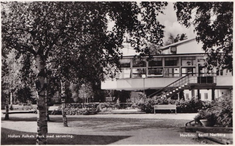 Hofors Folkets Park Med Servering Sweden Real Photo Postcard