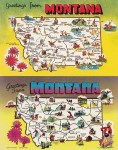 Montana Greetings From 2x Map Postcard s