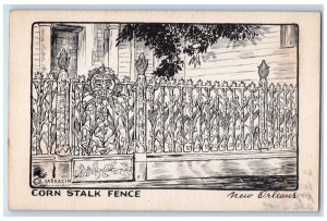 c1910 Cornstalk Fence Royal Street Civil War Unique Fence New Orleans Postcard