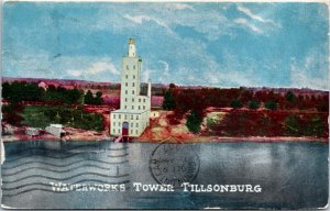 Postcard Ontario Tillsonburg Waterworks Tower Lake Lisgar 1907 K73