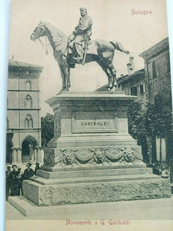 Vintage Postcard Monumento a G. Garibaldi on Horse Monument Bologna Italy