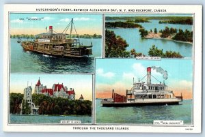 Alexandria Bay New York Postcard Hutchinson Ferry Rockport Canada Multiview 1920