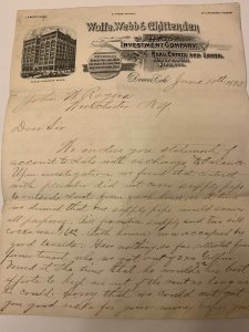 1893 WOLFE WEBB & CHITTENDEN Investment Real Estate DENVER CO 3 Pages Letterhead