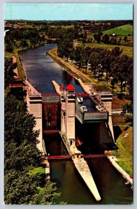Hydraulic Lift Lock, Trent Canal, Peterborough Ontario, Aerial View Postcard