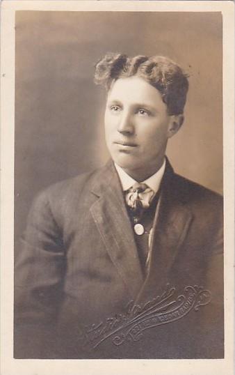 Man Posing Studio Grands Cedar Rapids 1911 Real Photo