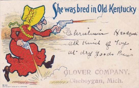 Humour Old Lady Shooting Guns She Was Bred In Old Knentucky 1906