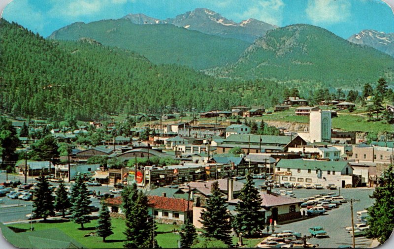 Colorado Vista Of Long's Peak and Mt Meeker From Estes Park Village 1974