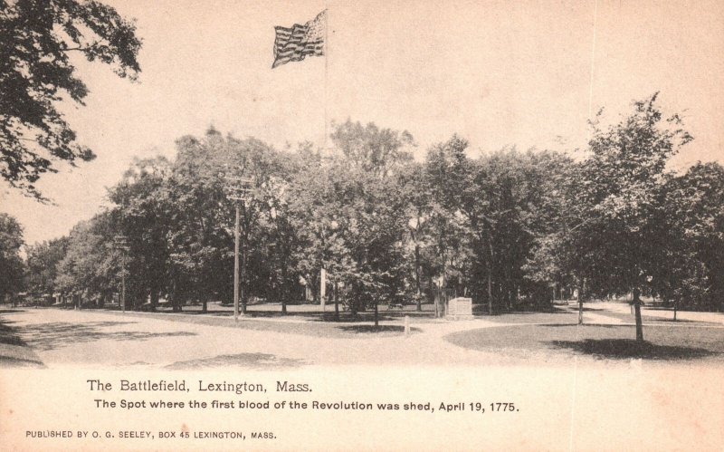 Vintage Postcard The Battlefield Revolution Spot Lexington Massachusetts O.G.S.