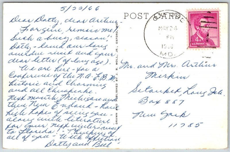 Oxford Maryland 1966 Postcard Robert Morris Inn