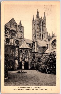 VINTAGE POSTCARD THE WATER TOWER & LIBRARY AT CANTERBURY CATHEDRAL POSTED 1952