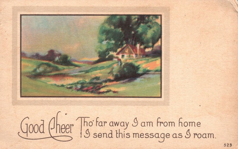 Vintage Postcard 1910s Good Cheer I Send This Message As I Roam Greetings Nature