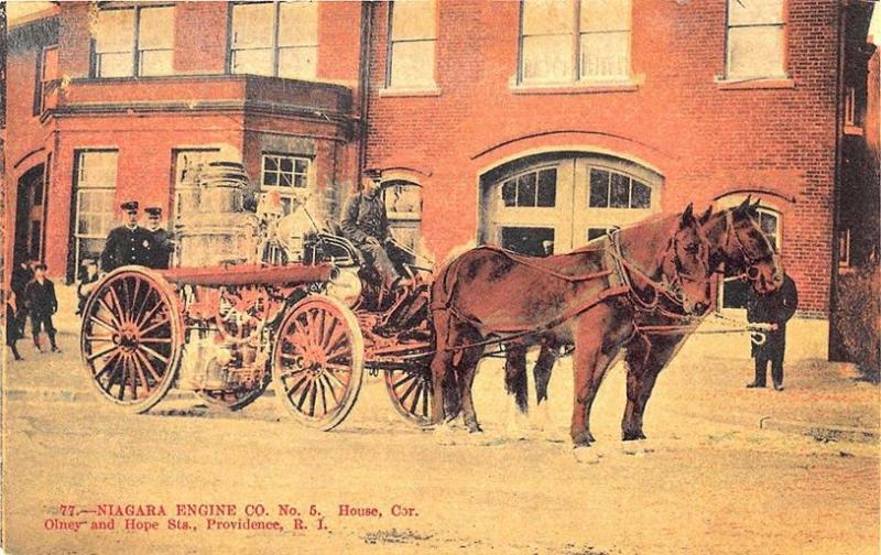 Providence RI Niagara Engine Co. #5 Olney & Hope Streets Postcard