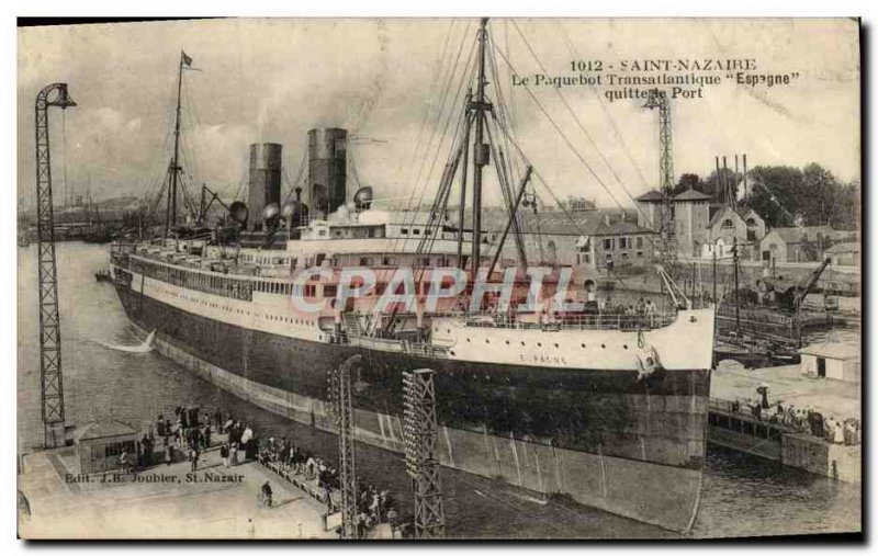 Postcard Old Ship Boat Transatlantic Spain Saint-Nazaire