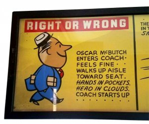 Vintage Seattle Transit Authority Oscar McButch 1940s Advertising Art Sign Comic 