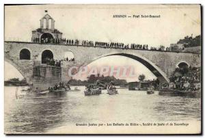 Old Postcard Avignon Pont Saint Benezet Large jousting by Children of the Soc...