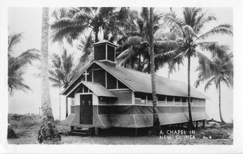 New Guinea Chapel Real Photo Antique Postcard J49761 