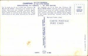 Bonaventure Quebec PQ Little Brook Camping Tents Ping Pong Vintage Postcard