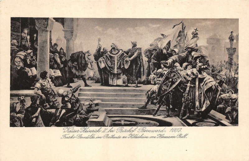Lot200 germany Emperor Heinrich II with Bishop Bernward hildesheim postcard