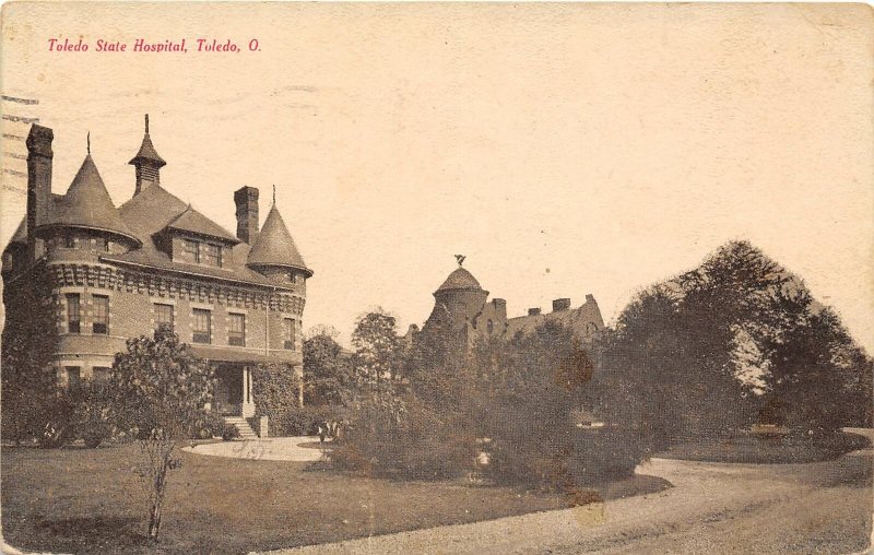 Insane Asylum Toledo State Hospital Ohio 1909 postcard