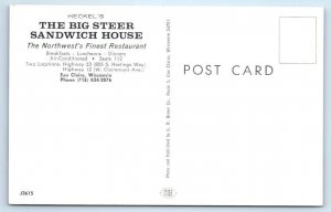 EAU CLAIRE, Wisconsin WI ~ Heckel's BIG STEER SANDWICH HOUSE Roadside  Postcard