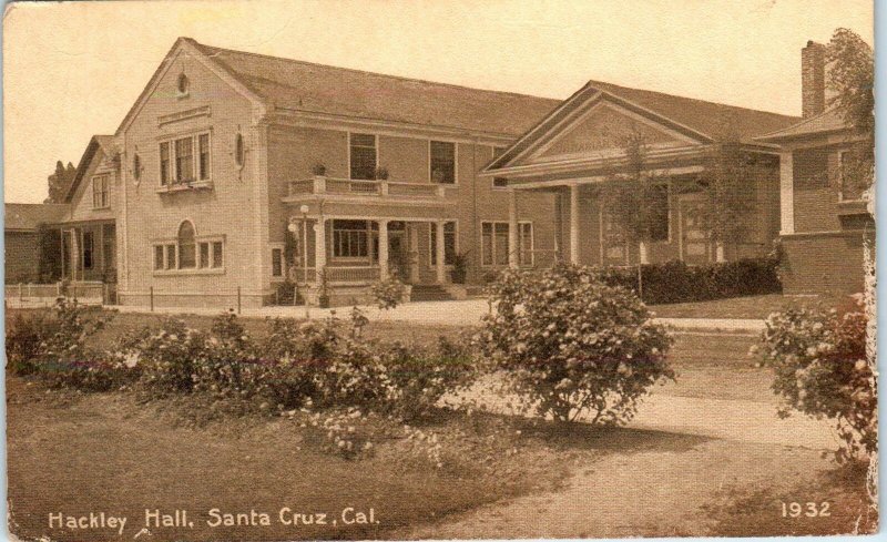 SANTA CRUZ, CA California  HACKLEY  HALL  1928  Mitchell   Postcard