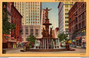 Ohio Cincinnati Fountain Square 1940 Curteich