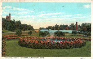 Vintage Postcard 1930's Sunken Gardens Eden Park Cincinnati Ohio The Union News