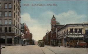 Butte MT East Broadway c1910 Postcard SCHLITZ BEER SIGN