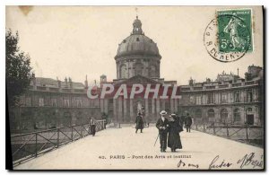 Old Postcard Paris Arts and Institute of Bridge