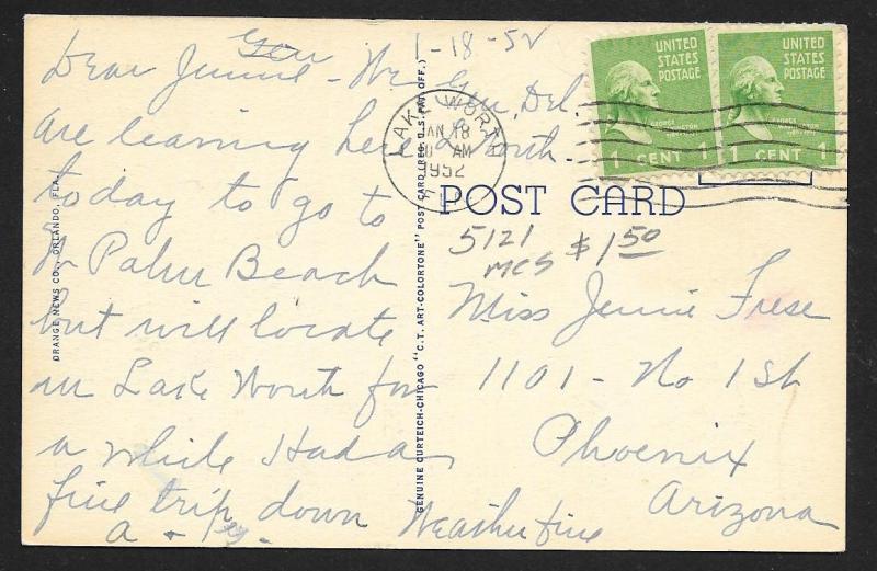 Orlando,FL Lucerne Circle Kropp Orange County Florida Antique Postcard  Vintage