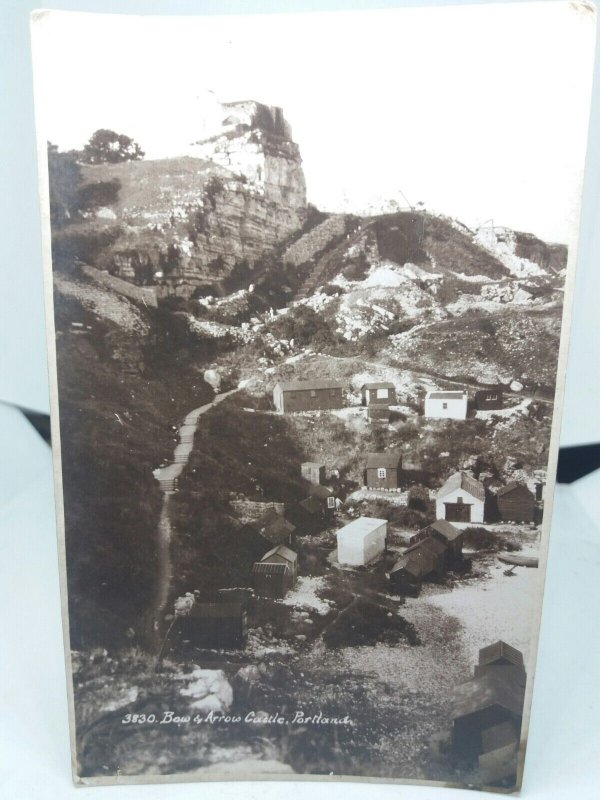 Bow & Arrow Castle Portland Dorset Beach Huts Church Vintage RP Postcard