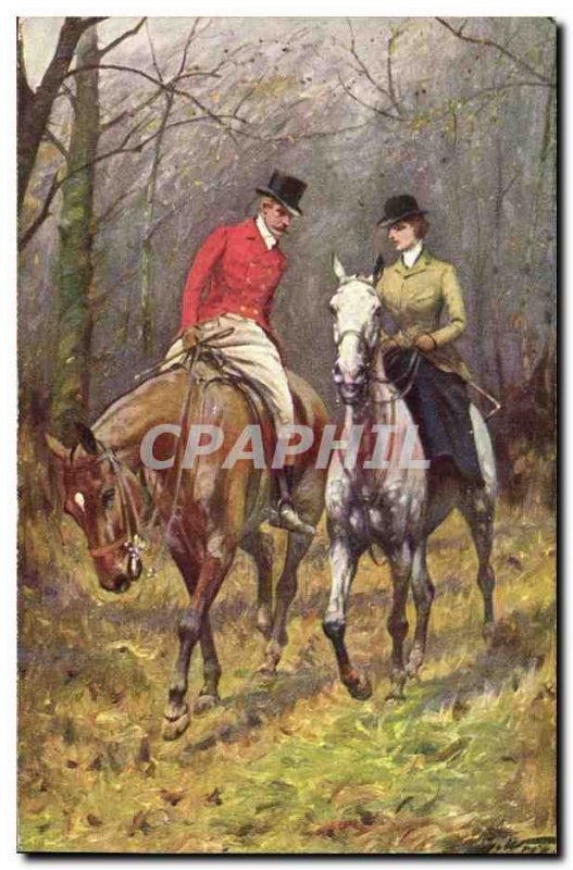 Old Postcard Fantasy Illustrator Woman Horse Rider