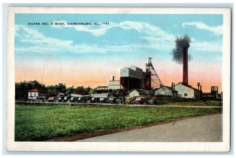 c1920 Ogara No. 3 Mine Exterior Factory Building Harrisburg Illinois IL Postcard