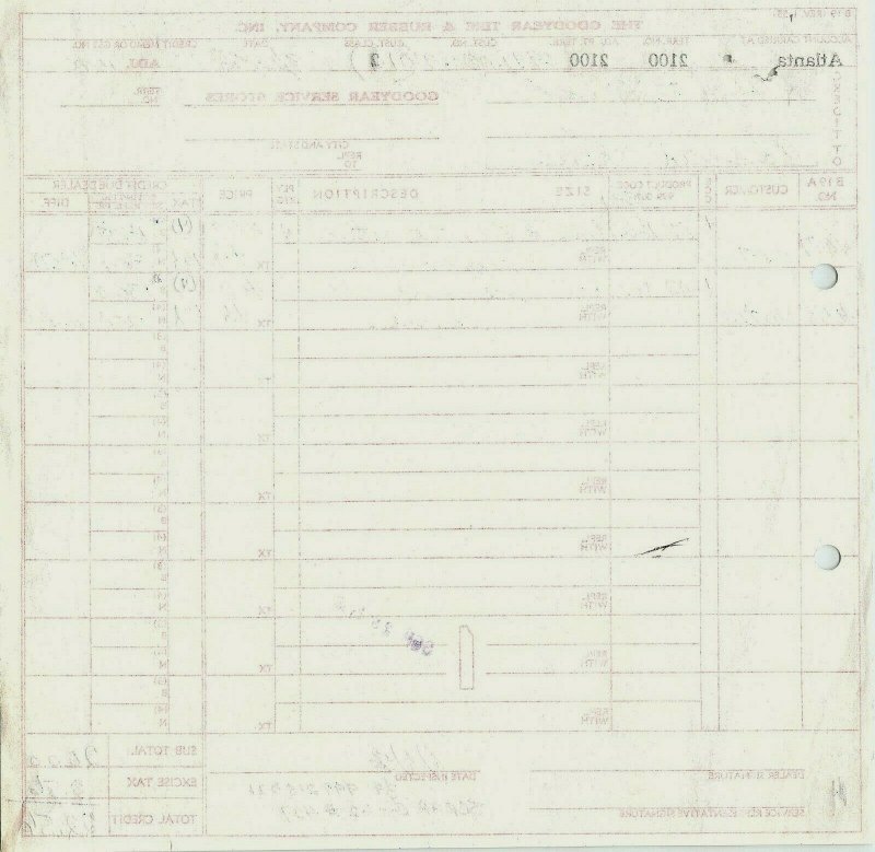 1956 Goodyear Tire & Rubber Company Piedmont Rd. Atlanta Georgia Invoice 438