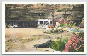 Linen~The Entrance Of Truitts Cave~On Route US 71~Lanagan MO~Ozarks~Bloom~Vtg PC