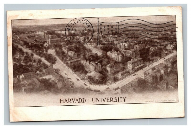 Vintage 1906 Postcard Panoramic View Harvard University Campus Cambridge MA