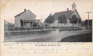 C14/ Atkinson Nebraska Ne Postcard 1907 M.E. Church Building Home