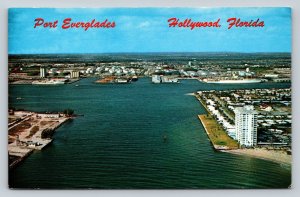 Aerial View Of Port Everglades in Hollywood Florida Vintage Postcard 0723