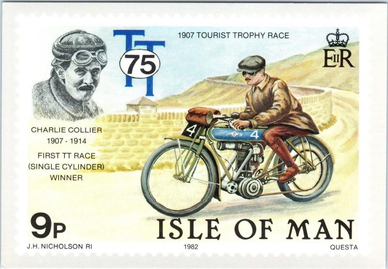 ISLE of MAN, UNITED KINGDOM  1907 MOTORCYCLE RACE PO Stamp Card 1982