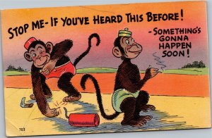 Postcard monkey comic Stop me  you've heard before RMS KC Caldwell