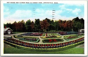 Hot House And Flower Beds In Forest Park Springfield Massachusetts MA Postcard