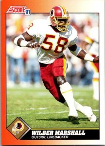 1991 Score Football Card Wilber Marshall Washington Redskins sk21461