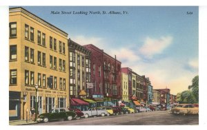 VT - St. Albans. Main Street looking North ca 1954