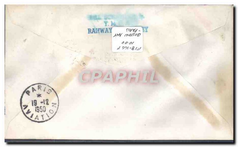 1st flight Boston Paris Letter United States December 17, 1950